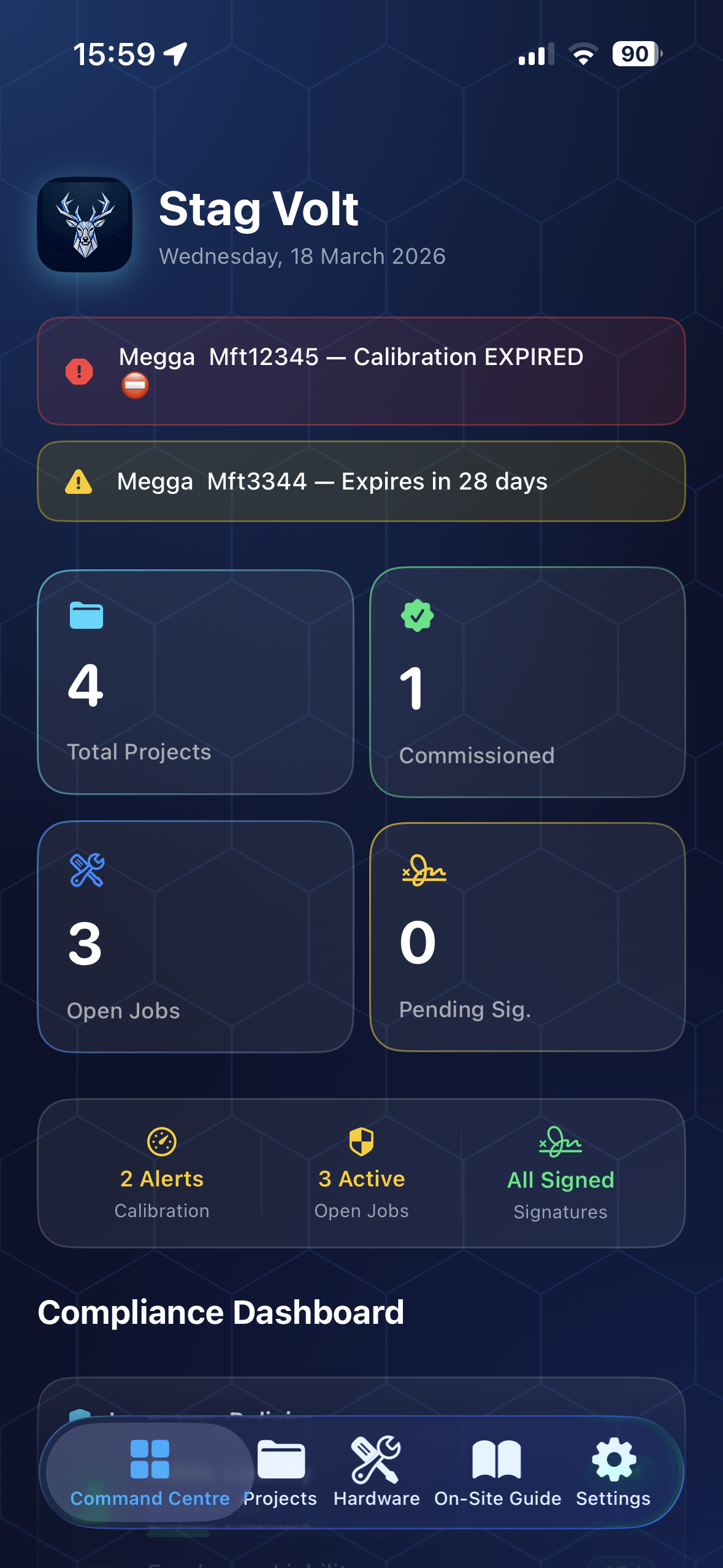 Stag Volt App Dashboard